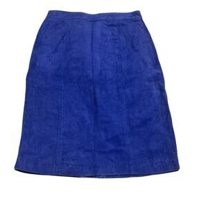 Cayenne Leather Vintage Royal Blue 100% Suede Pencil Skirt Size 8